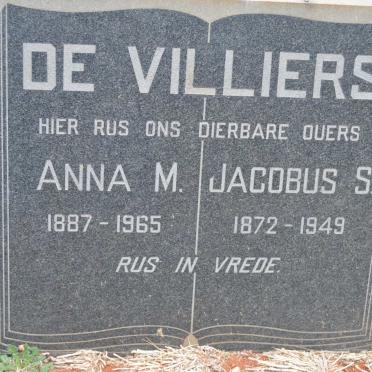 VILLIERS Jacobus S., de 1872-1949 &amp; Anna M. 1887-1965