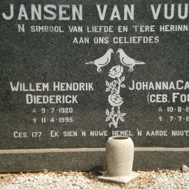 VUUREN Willem Hendrik Diederick, Jansen van 1920-1995 &amp; Johanna Catharina FOURIE 1922-1951