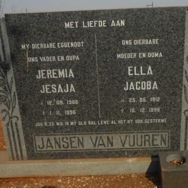 VUUREN Jeremia Jesaja, Jansen van 1908-1996 &amp; Ella Jacoba 1912-1998