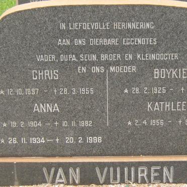 VUUREN Chris, van 1897-1955 &amp; Anna 1904-1982 :: VAN VUUREN Boykie 1925-1961