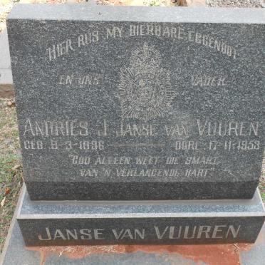 VUUREN Andries J., Janse van 1896-1953 &amp; Aletta Elizabeth 1898-19?6