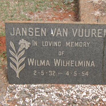 VUUREN Wilma Wilhelmina, Jansen van 1932-1954