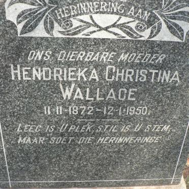 WALLACE Hendrieka Christina 1872-1950