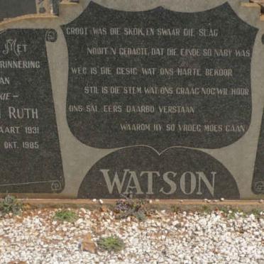 WATSON Stephanus Jacobus Badenwilt 1921-1960 &amp; Marion Ruth 1931-1985