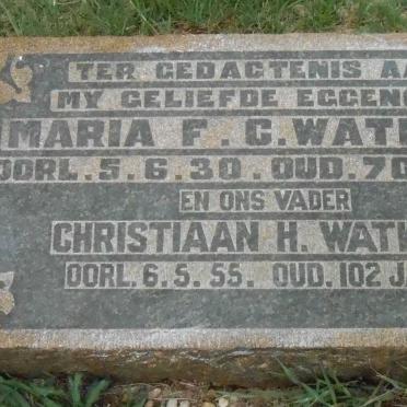WATKINS Christiaan H. -1955 &amp; Maria F.C -1930