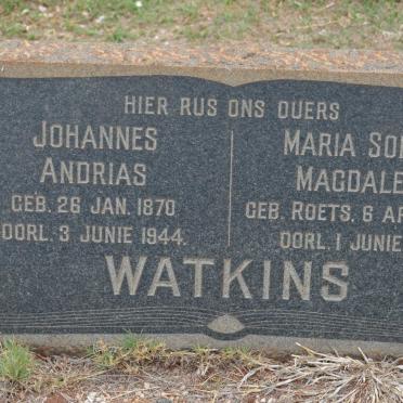 WATKINS Johannes Andrias 1870-1944 &amp; Maria Sophia Magdalena ROETS 1875-1948
