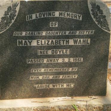 WAHL May Elizabeth nee Doyle -1951