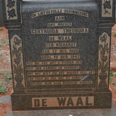 WAAL Gertruida Theodora, de nee RICHARDT 1866-1947