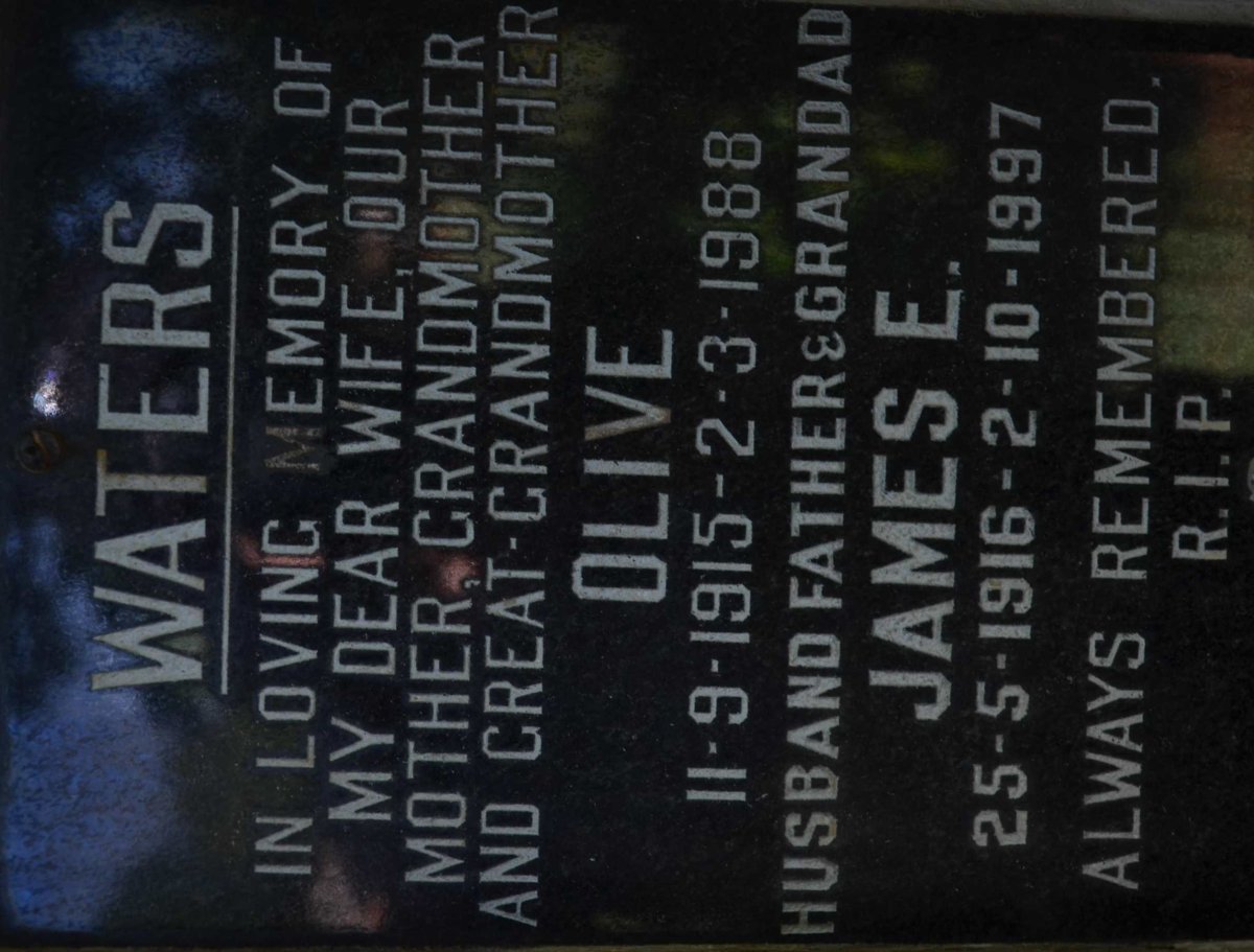 WATERS James E. 1916-1997 &amp; Olive 1915-1988
