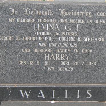 WALLIS Harry 1911-1978 &amp; Levina G.F. DU PLESSIS 1911-1968