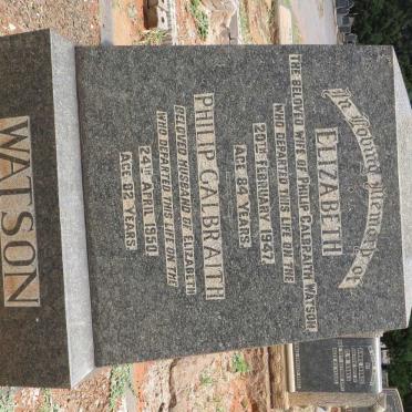 WATSON Philip Galbraith -1950 &amp; Elizabeth -1947