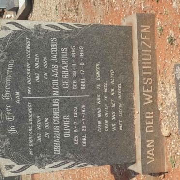 WESTHUIZEN Nicolaas Jacobus Gerhardus 1895-1969 &amp; Anna Elizabeth BRITS 1908-1964