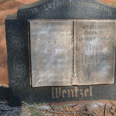 WENTZEL Roux Francois 1899-1963 &amp; Susanna Catharina 1894-1965