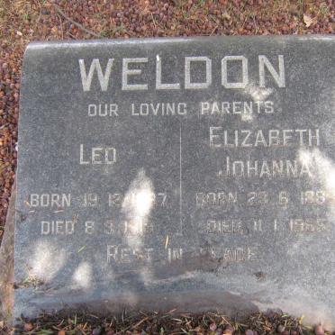 WELDON Leo 1887-1919 &amp; Elizabeth Johanna 1889-1965