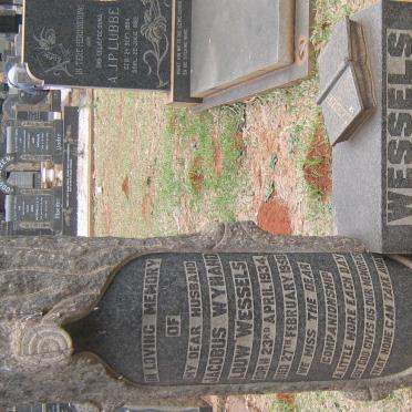 WESSELS Jacobus Wynand Louw 1934-1958