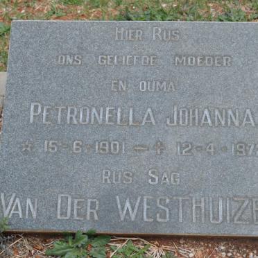 WESTHUIZEN Petronella Johanna, van der 1901-1972