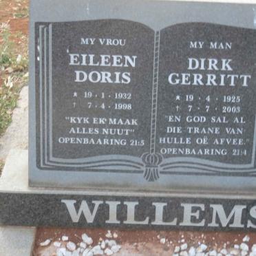 WILLEMSE Dirk Gerritt 1925-2003 &amp; Eileen Doris 1932-1998
