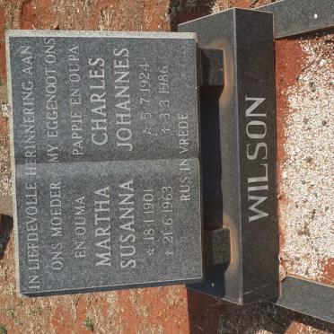 WILSON Charles Johannes 1924-1986 &amp; Martha Susanna 1901-1963