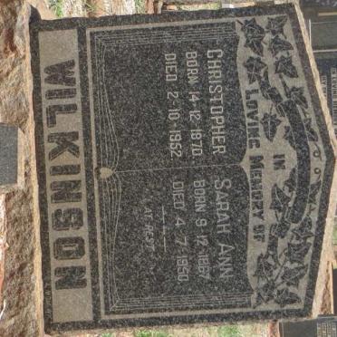WILKINSON Christopher 1870-1952 &amp; Sarah Ann 1867-1950