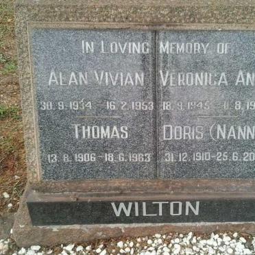 WILTON Thomas 1906-1963 &amp; Doris 1910-2003 :: WILTON Alan Vivian 1934-1953 &amp; Veronica Anne 1945-1973 