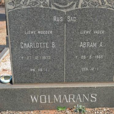 WOLMARANS Abram A. -1965 &amp; Charlotte B. -1973