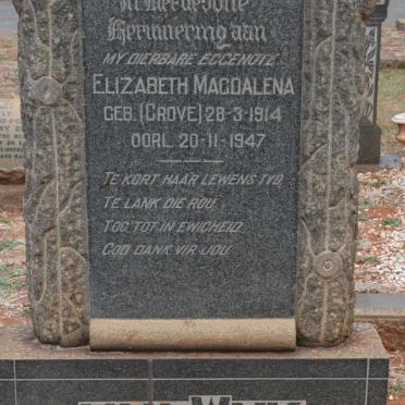 WYK Elizabeth Magdalena, van nee GROVE 1914-1947