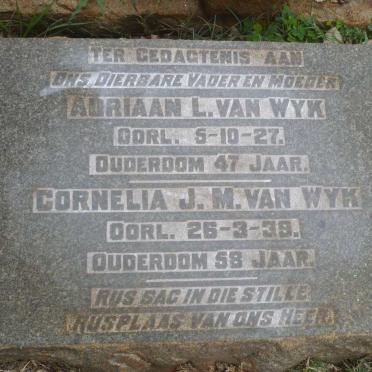 WYK Adriaan L., van -1927 &amp; Cornelia J.M. -1939