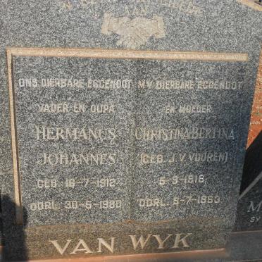 WYK Hermanus Johannes, van 1912-1980 &amp; Christina Bertina J. V. VUUREN 1916-1963