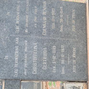 WYK Coenraad Hendrik, van 1889-1949 &amp; Christoffelina Gertruida 1889-1972