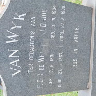 WYK F.C.C. De Wet, van 1901-1967 &amp; J.D. 1904-1980