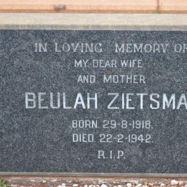 ZIETSMAN Beulah 1918-1942