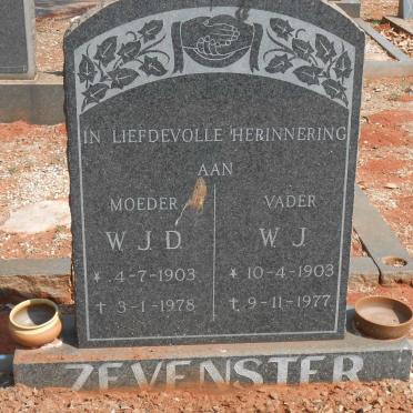 ZEVENSTER W.J. 1903-1977 &amp; W.J.D. 1903-1978
