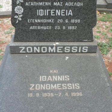 ZONOMESSIS Iphigeneia 1898-1987 &amp; Ioannis 1935-1996
