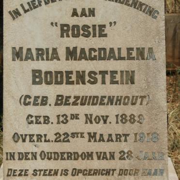 BODENSTEIN Maria Magdalena nee BEZUIDENHOUT 1889-1918