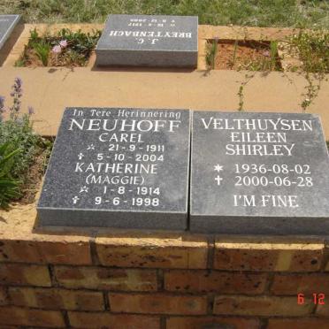 NEUHOFF Carel 1911-2004 &amp; Katherine 1914-1998 :: VELTHUYSEN Eileen Shirley 1936-2000