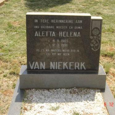 NIEKERK Aletta Helena, van 1905-1991