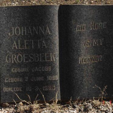 GROESBEEK Johanna Aletta nee JACOBS 1895-1986