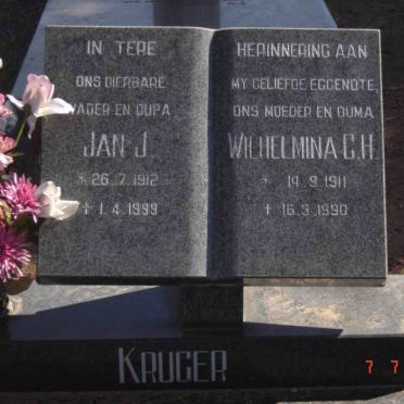 KRUGER Jan J. 1912-1999 &amp; Wilhelmina C.H. 1911-1990