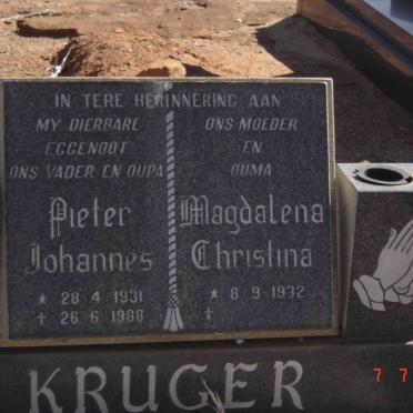 KRUGER Pieter Johannes 1931-1988 &amp; Magdalena Christina 1932-