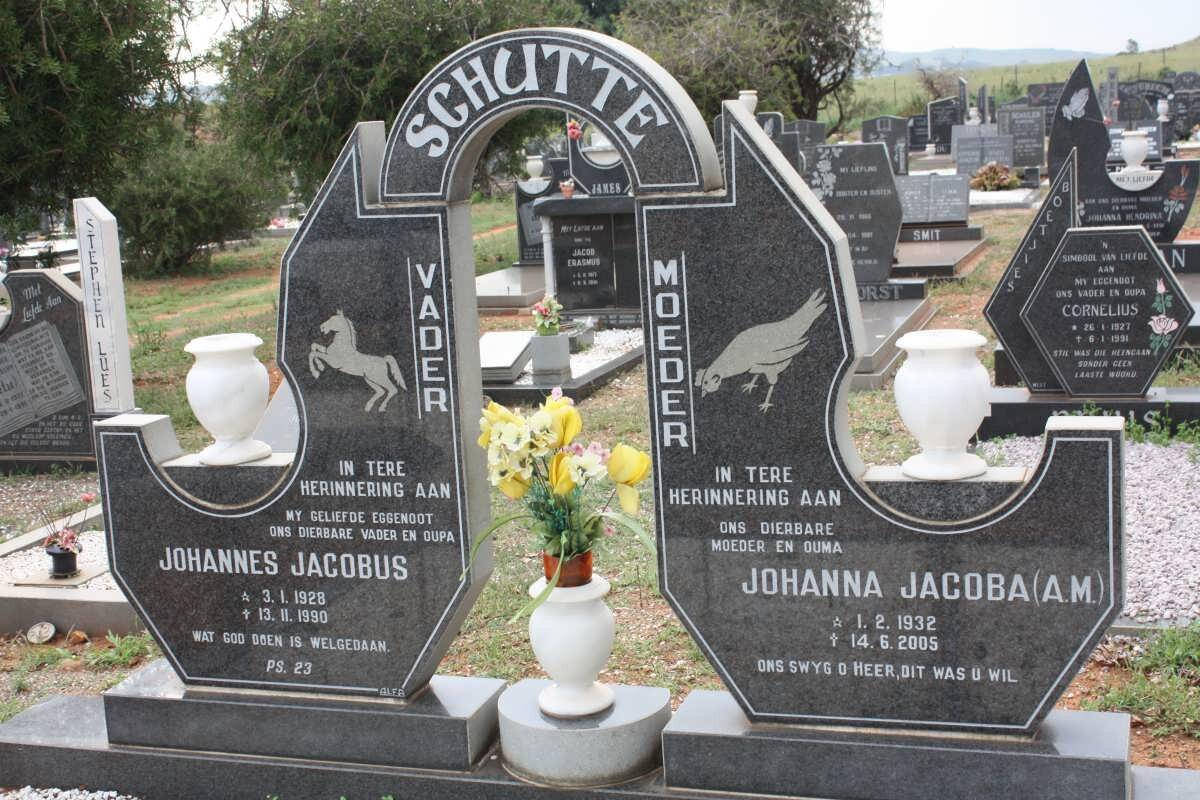 SCHUTTE Johannes Jacobus 1928-1990 &amp; Johanna Jacoba A.M. 1932-2005