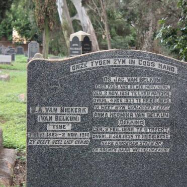 BELKUM J., van 1851-1933 &amp; Anna Hermina DEKKING 1858-1935 :: VAN NIEKERK C.A. nee VAN BELKUM 1885-1918