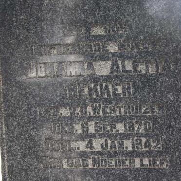 BEKKER Johanna Aletta nee V.D. WESTHUIZEN 1870-1942