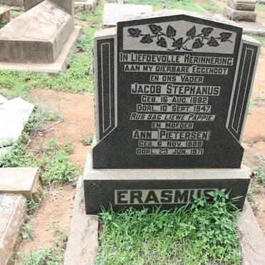 ERASMUS Jacob Stephanus 1882-1947 &amp; Ann PIETERSEN 1888-1971