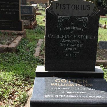 PISTORIUS Catherine nee LESLIE -1927 :: COTTON William Peter 1918-2001
