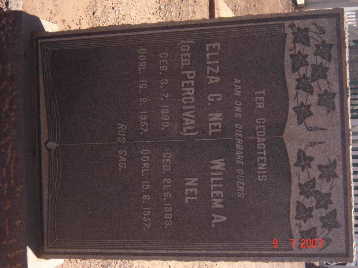 NEL Willem.A 1883-1957 & Eliza C. PERCIVAL 1890-1957