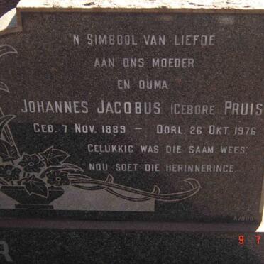 GROBLER Johannes Jacobus nee PRUIS 1889-1976