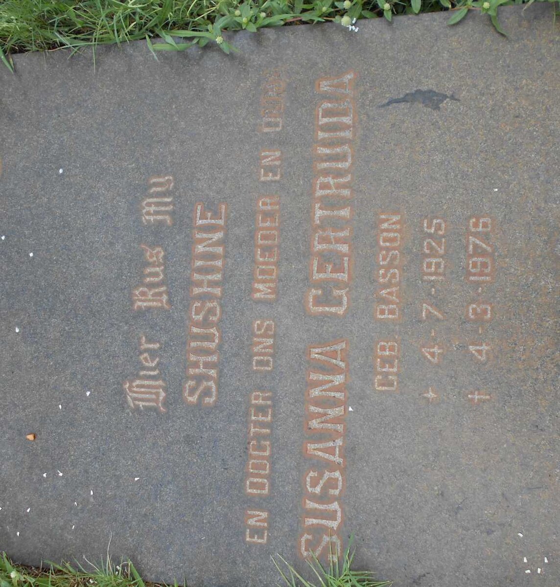 ? Susanna Gertruida nee BASSON 1925-1976