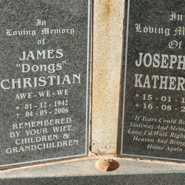 ? James Christian 1942-2006 &amp; Josephine Katherina 1947-2018