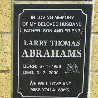 ABRAHAMS Larry Thomas 1956-2000