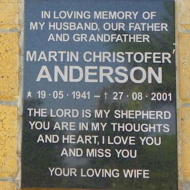 ANDERSON Martin Christofer 1941-2001